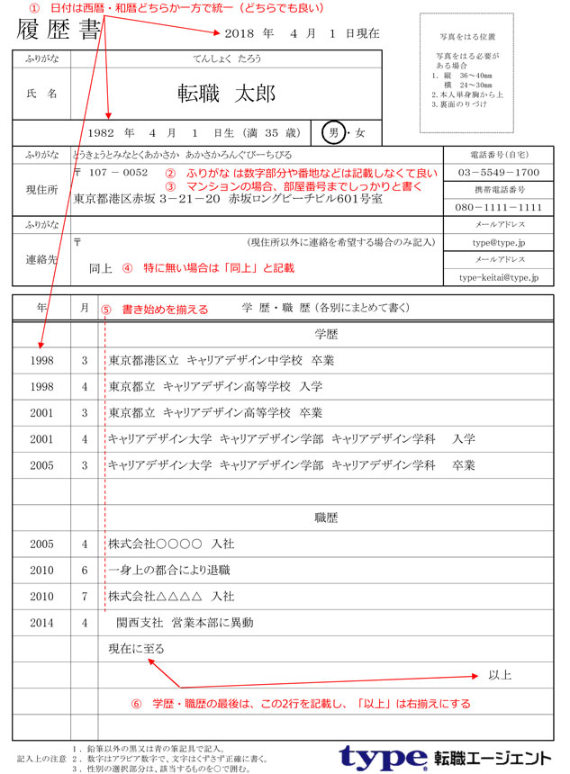 履歴書の書き方とテンプレ Type転職エージェント